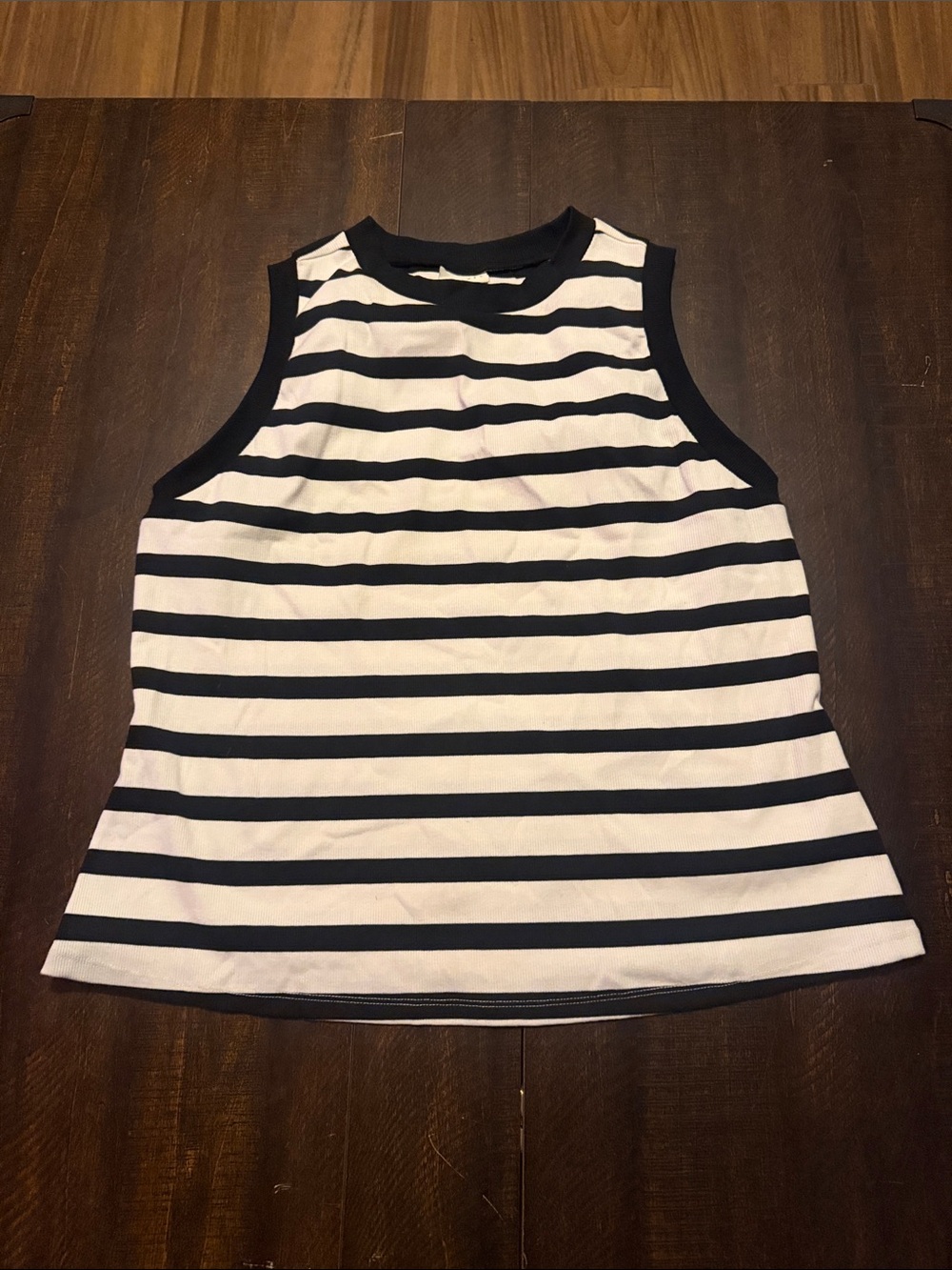 Ava & Viv Black and White Striped Sleeveless Tank